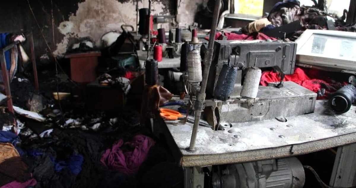 Tekstil atölyesinde korkutan yangın