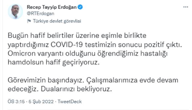 Son Dakika! Cumhurbaşkanı Erdoğan'ın koronavirüs testi pozitif çıktı