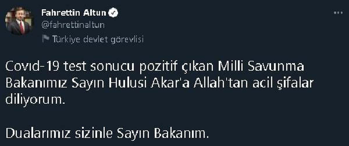 Bakan Akar, koronavirüse yakalandı (4)