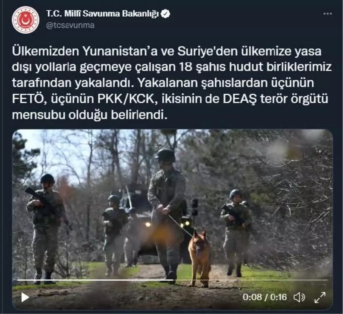 MSB: Sınırda 3\'ü FETÖ, 3\'ü PKK/KCK, 2\'si DEAŞ mensubu 18 kişi yakalandı
