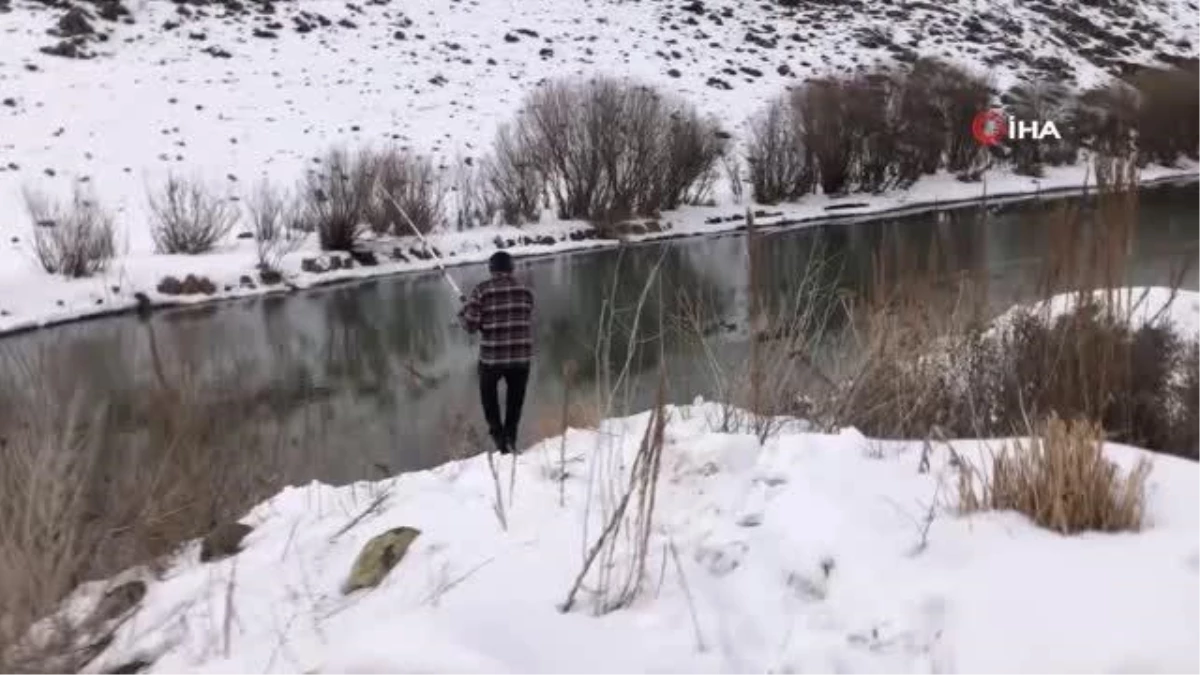 Kars\'ta eksi 13 derece soğukta balık avı
