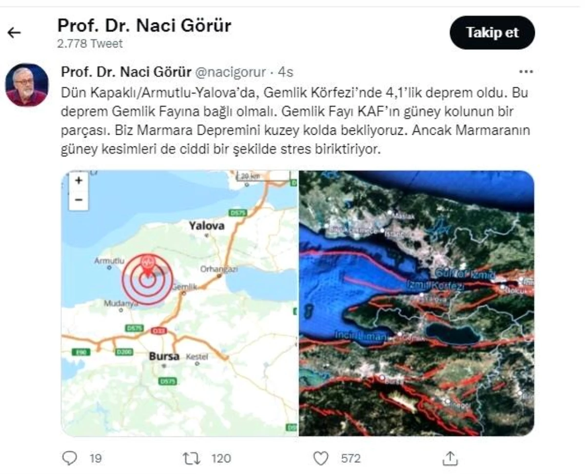 Prof. Dr. Görür Bursa Gemlik Körfezi depremi sonrası uyardı