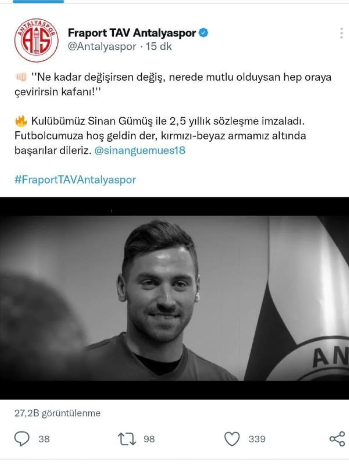 Antalyaspor, Sinan Gümüş\'ü renklerine bağladı