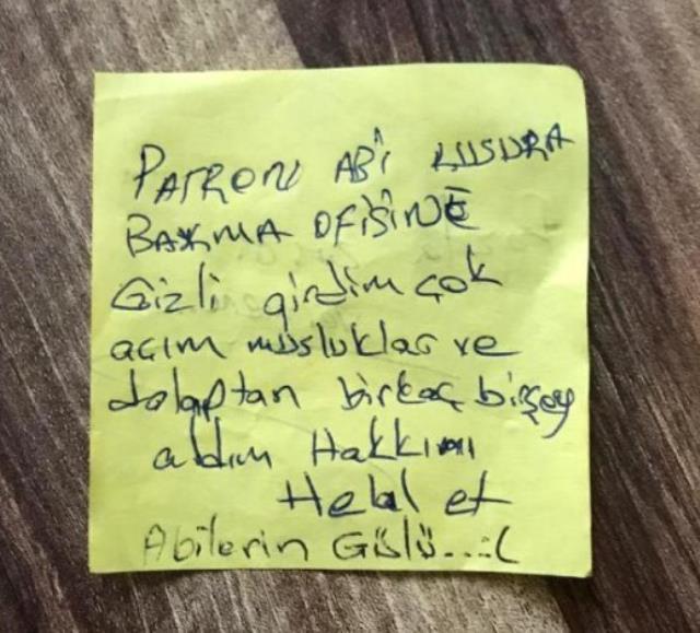 Hırsızdan iş yeri sahibine not: Hakkını helal et abilerin gülü