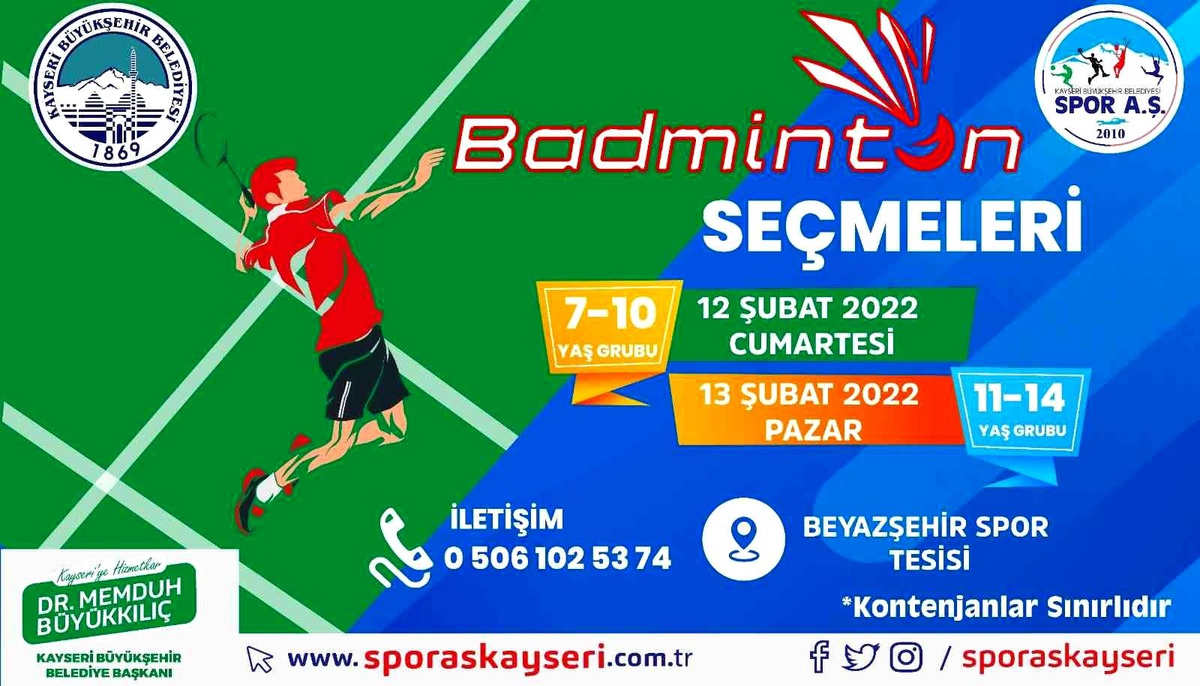 Büyükşehir Spor A.Ş.\'de badminton seçmeleri başlıyor