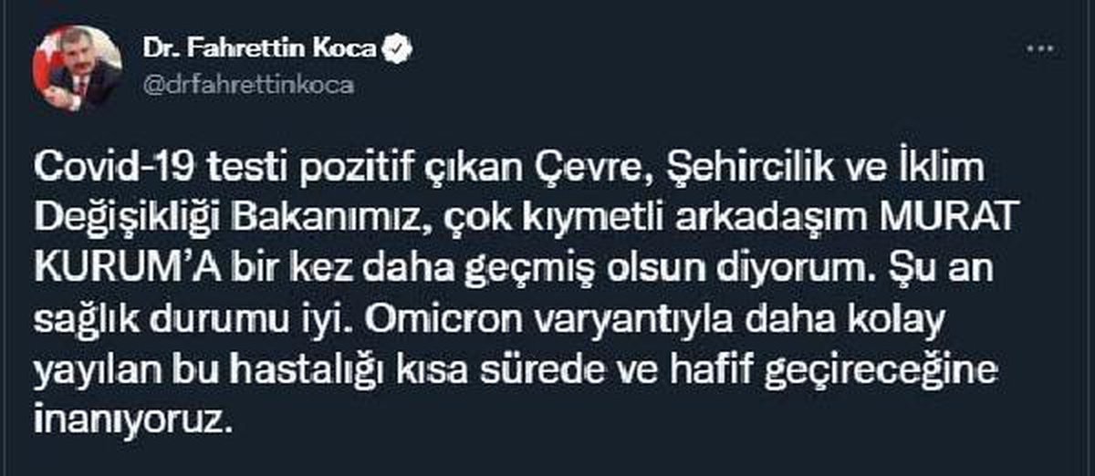 Son dakika gündem: Bakan Koca: Bakan Kurum\'un sağlık durumu iyi
