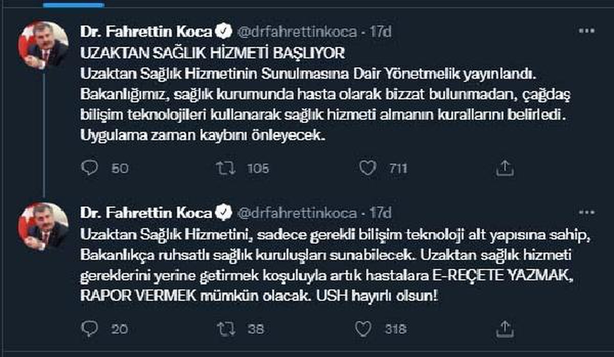 Bakan Koca: Uzaktan sağlık hizmeti başlıyor