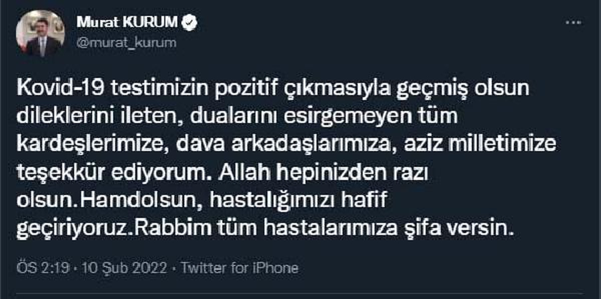 Bakan Kurum: Hastalığı hafif geçiriyorum
