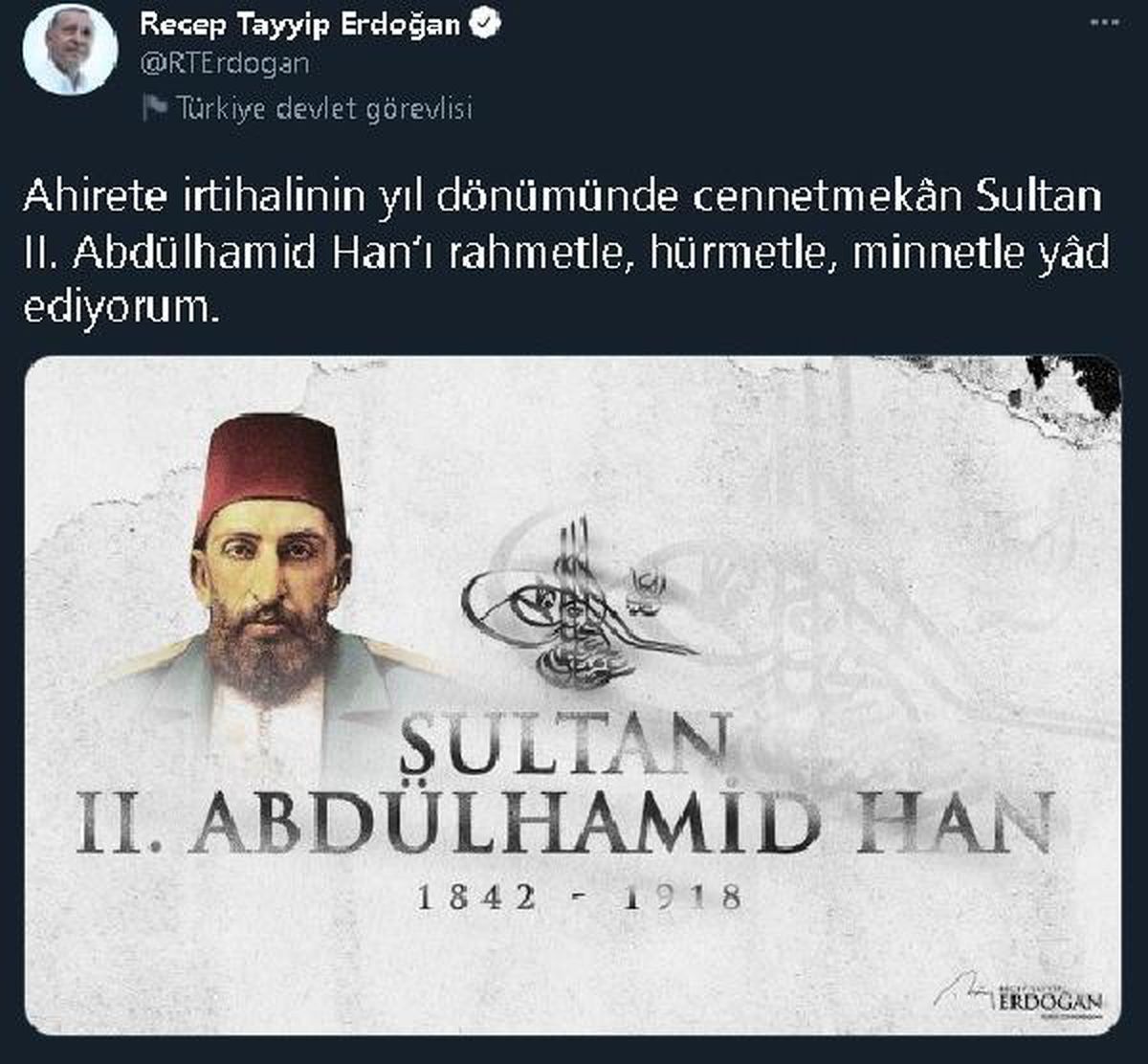 Son Dakika | Cumhurbaşkanı Erdoğan, Sultan 2'nci Abdülhamit'i andı
