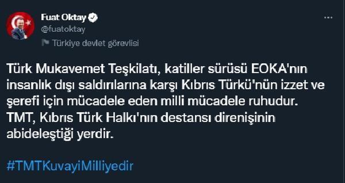 Cumhurbaşkanı Yardımcısı Oktay: "TMT, Kıbrıs Türk Halkı\'nın destansı direnişinin abideleştiği yerdir"