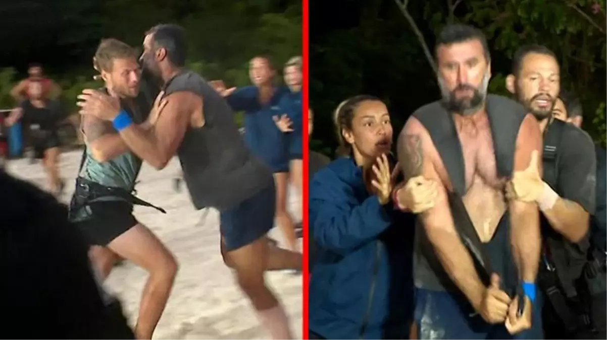 Survivor All Star\'a damga vuran kavganın görüntüleri ortaya çıktı! Hikmet ve Yunus Emre birbirine girmiş