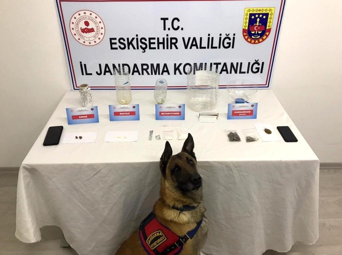 Narkotik köpek timiyle yapılan aramada çeşitli uyuşturucu maddeler ele geçirildi