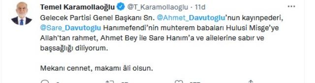 Davutoğlu'nun kayınpederi Hulusi Misge hayatını kaybetti