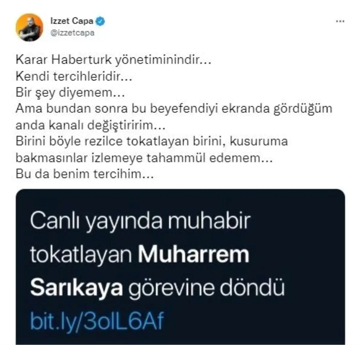 İzzet Çapa\'dan Muharrem Sarıkaya tepkisi