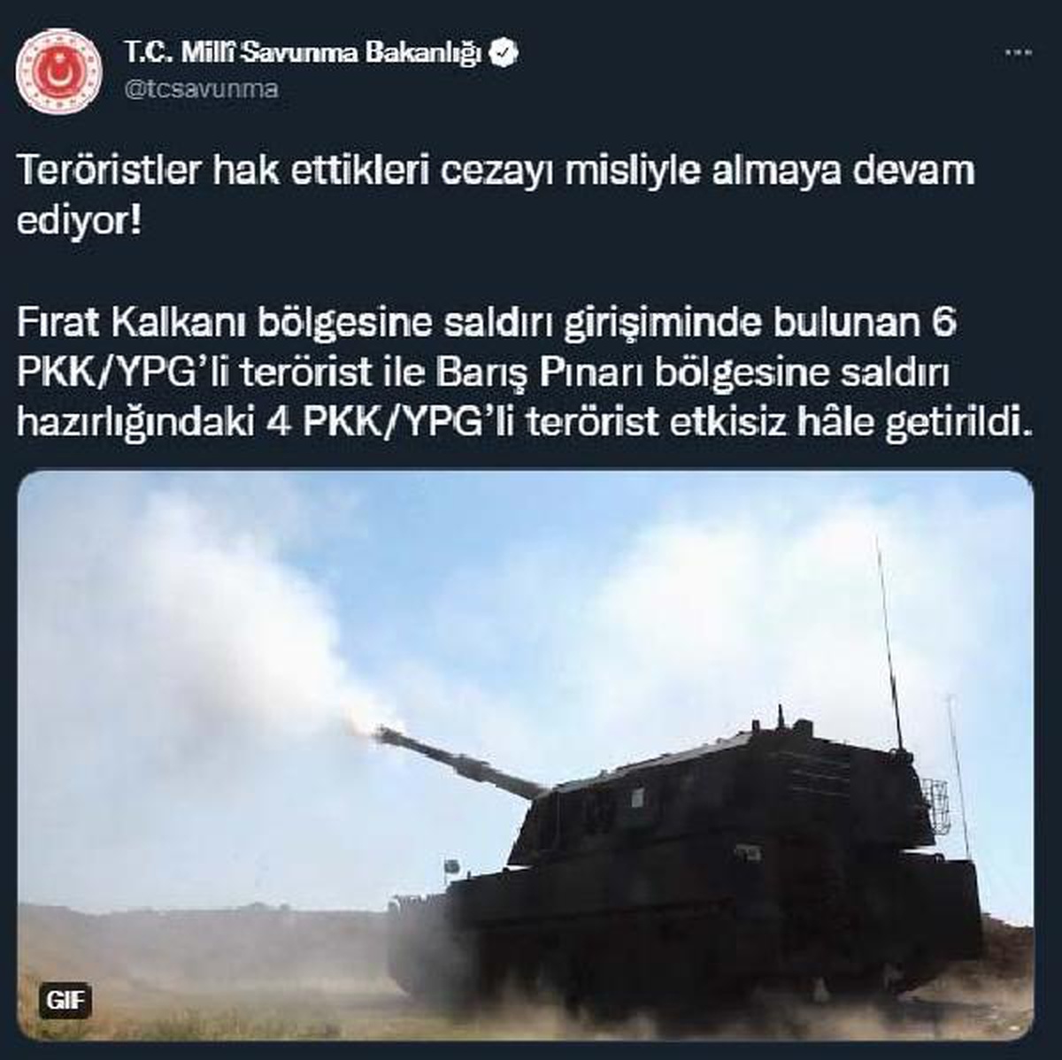 MSB: 10 PKK/YPG\'li terörist etkisiz hale getirildi