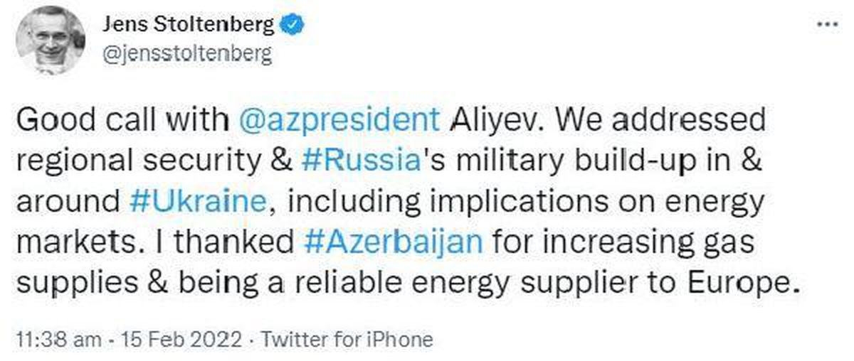 Stoltenberg, Aliyev\'le telefonda görüştü