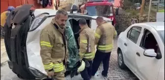 İstanbul'da devrilen hafif ticari aracın sürücüsü yaralandı