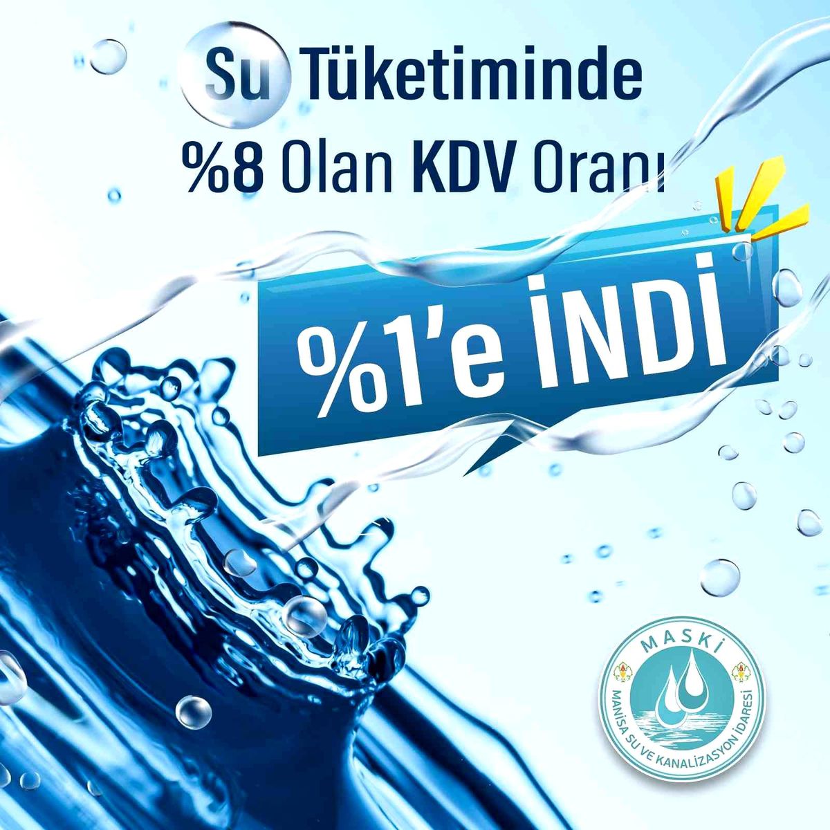 Manisa'da su tüketim bedelindeki KDV yüzde 1'e indirildi