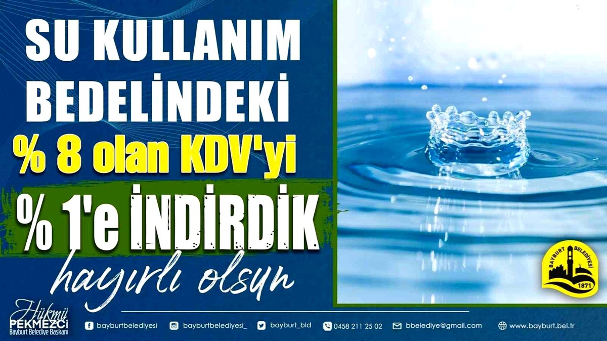 Bayburt Belediyesi\'nden içme suyuna yüzde 7 KDV indirimi
