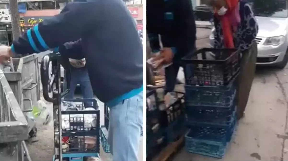 İzleyenlerin yüreği yandı: Yaşlı kadın çöpe atılan ürünleri almak istedi! Market çalışanları izin vermedi!