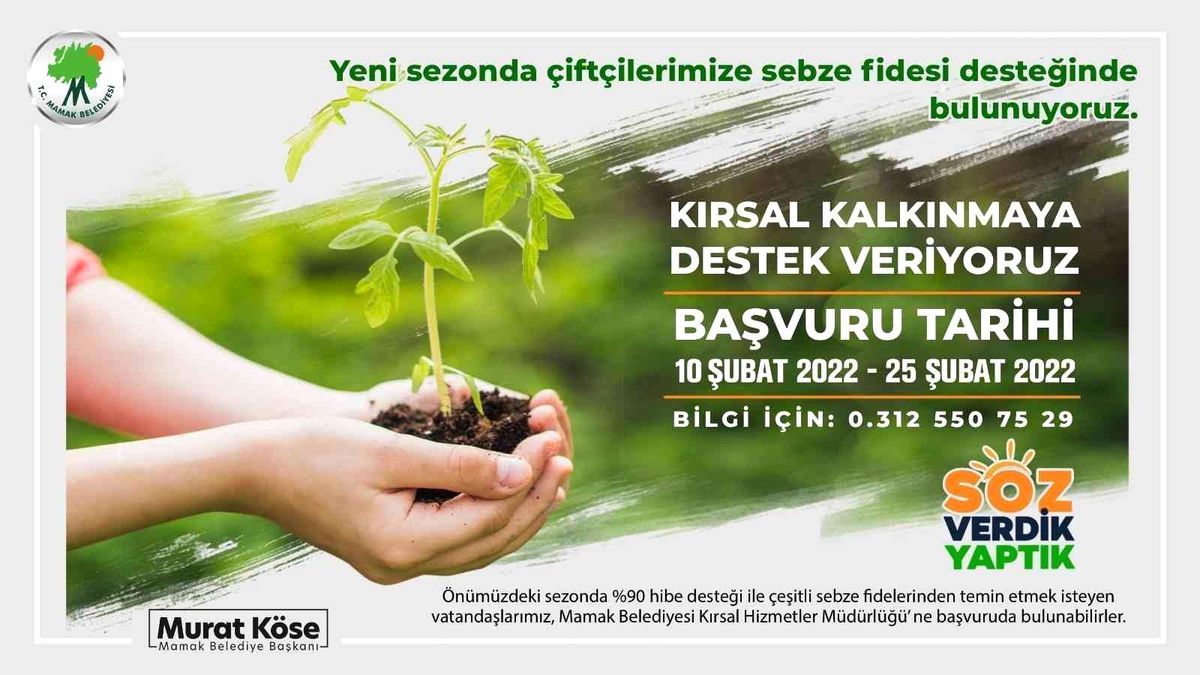 Mamak Belediyesi'nden kırsal kalkınmaya destek