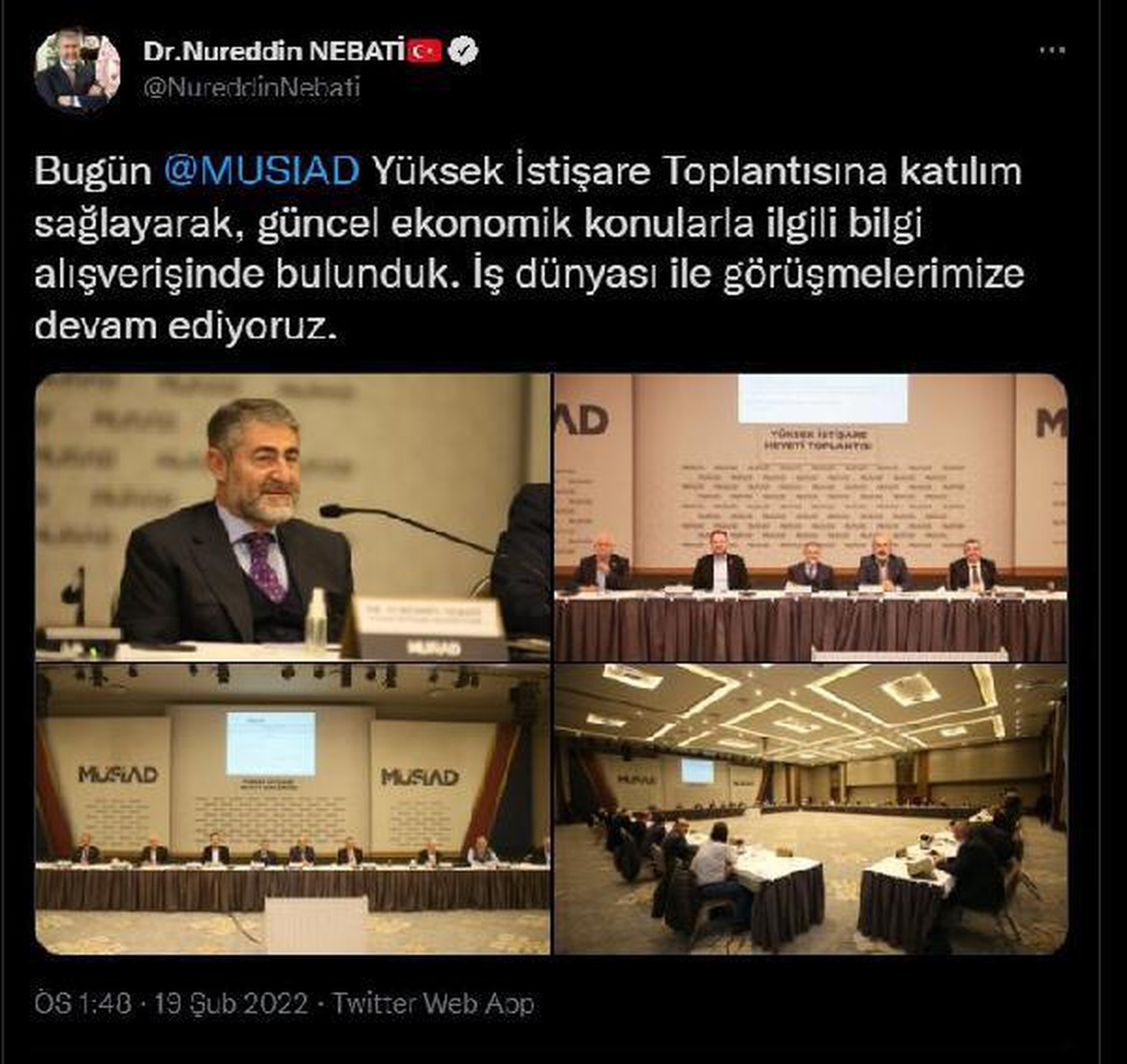 Bakan Nebati, iş insanlarıyla bir araya geldi