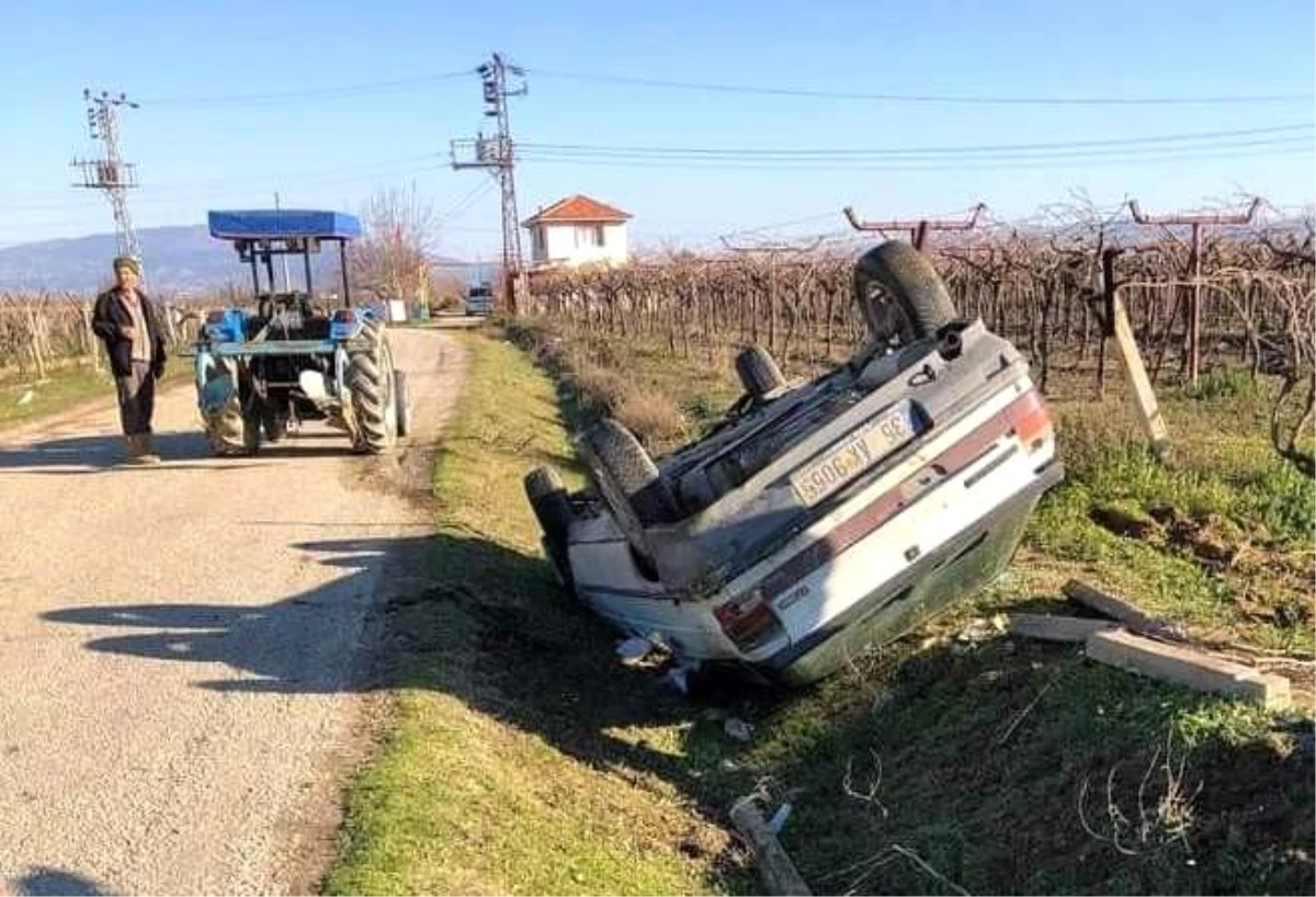 Takla atan araçtan sağ kurtuldu