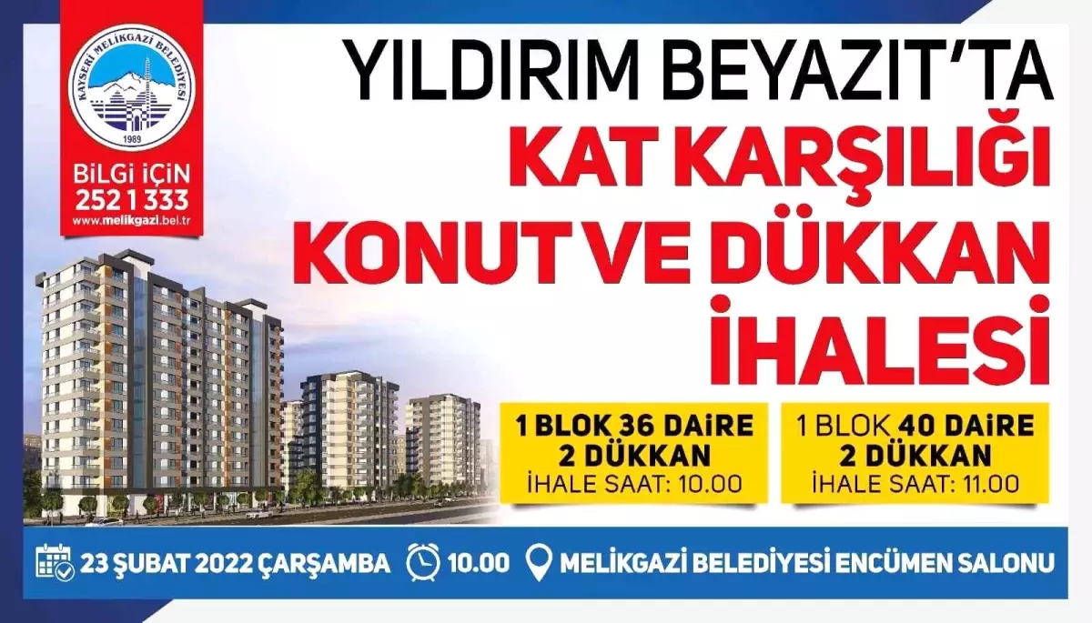 Melikgazi Belediyesi\'nden kat karşılığı konut ve dükkan ihalesi