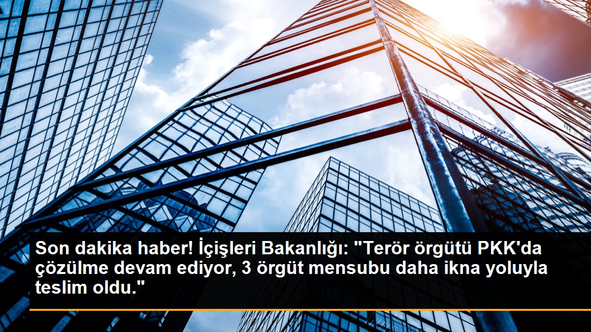 Son dakika haber! İçişleri Bakanlığı: "Terör örgütü PKK\'da çözülme devam ediyor, 3 örgüt mensubu daha ikna yoluyla teslim oldu."