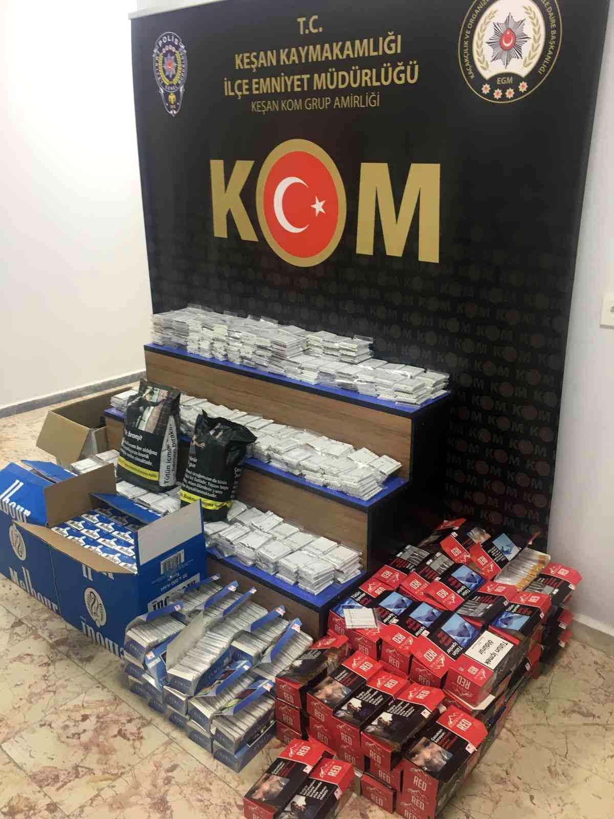 Keşan\'da 53 bin doldurulmuş makaron ve kaçak tütün ele geçirildi