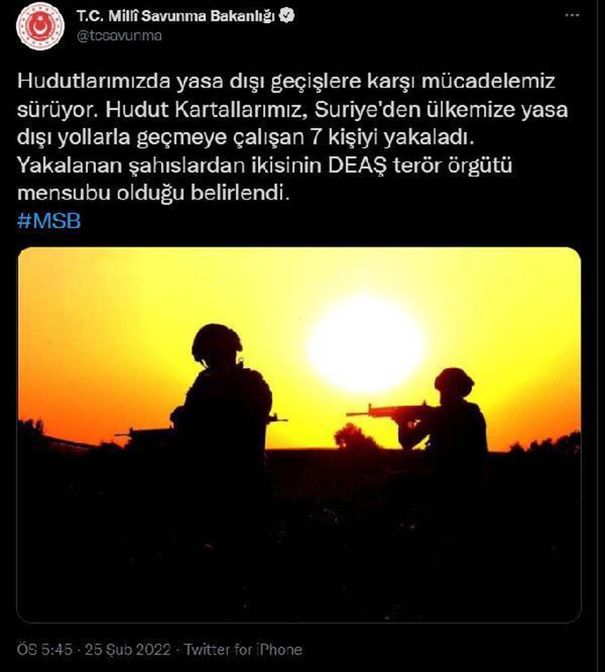 Suriye\'den Türkiye\'ye yasa dışı yollarla geçmeye çalışan 7 kişi yakalandı