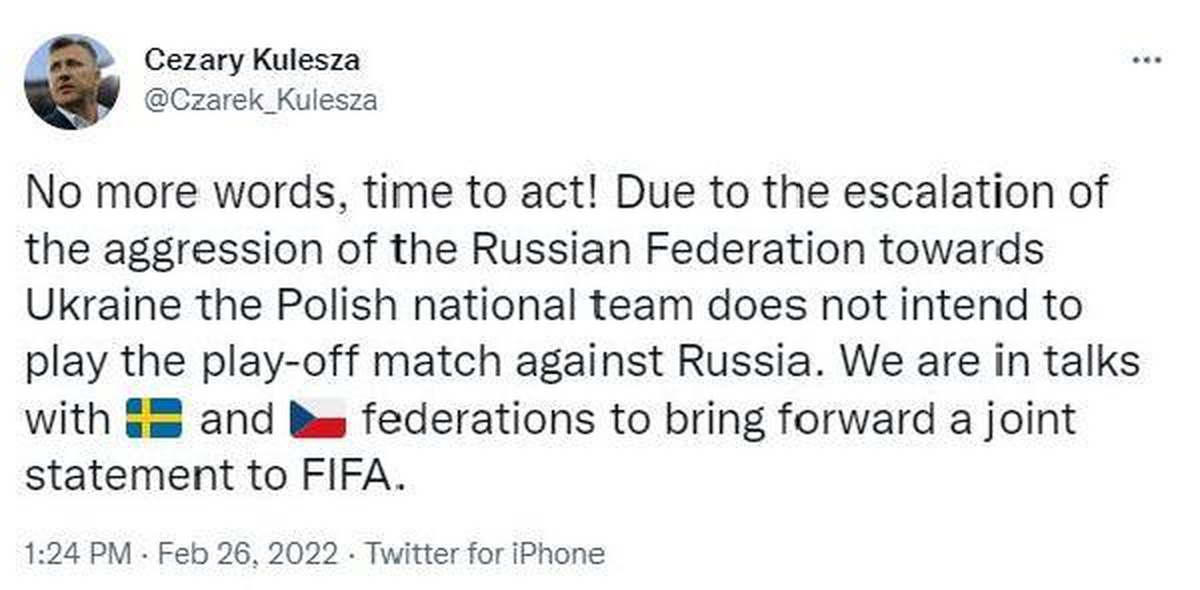 Polonya Futbol Federasyonu Başkanı Kulesza: Rusya ile maça çıkmayı düşünmüyoruz