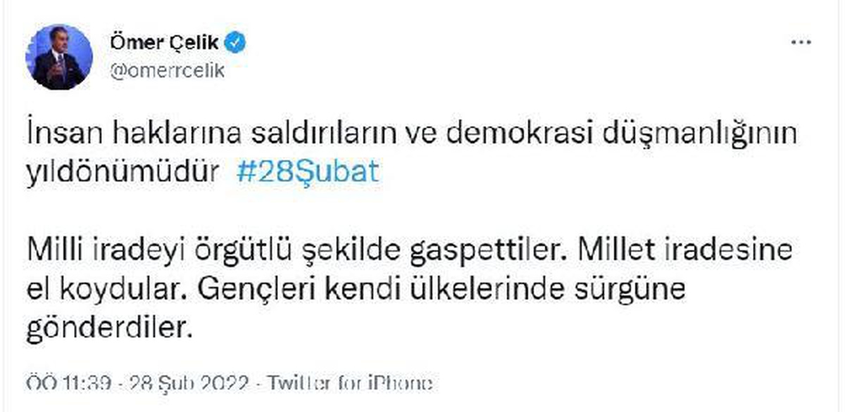 AK Parti\'li Çelik: 28 Şubat zihniyetinin uygulamaları ortadan kaldırılmıştır