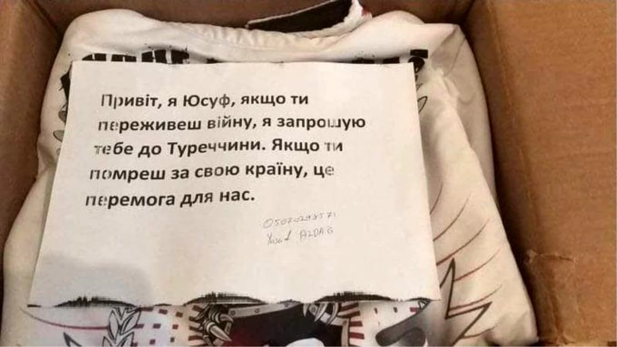 Ukrayna Büyükelçiliği\'ne gönderilen yardım kutusundan çıkan mesaj duygulandırdı