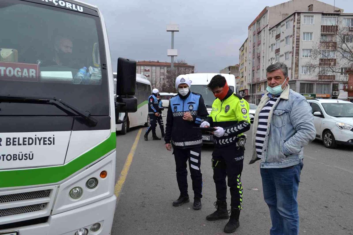 Çorlu\'da yolcu minibüsleri denetlendi