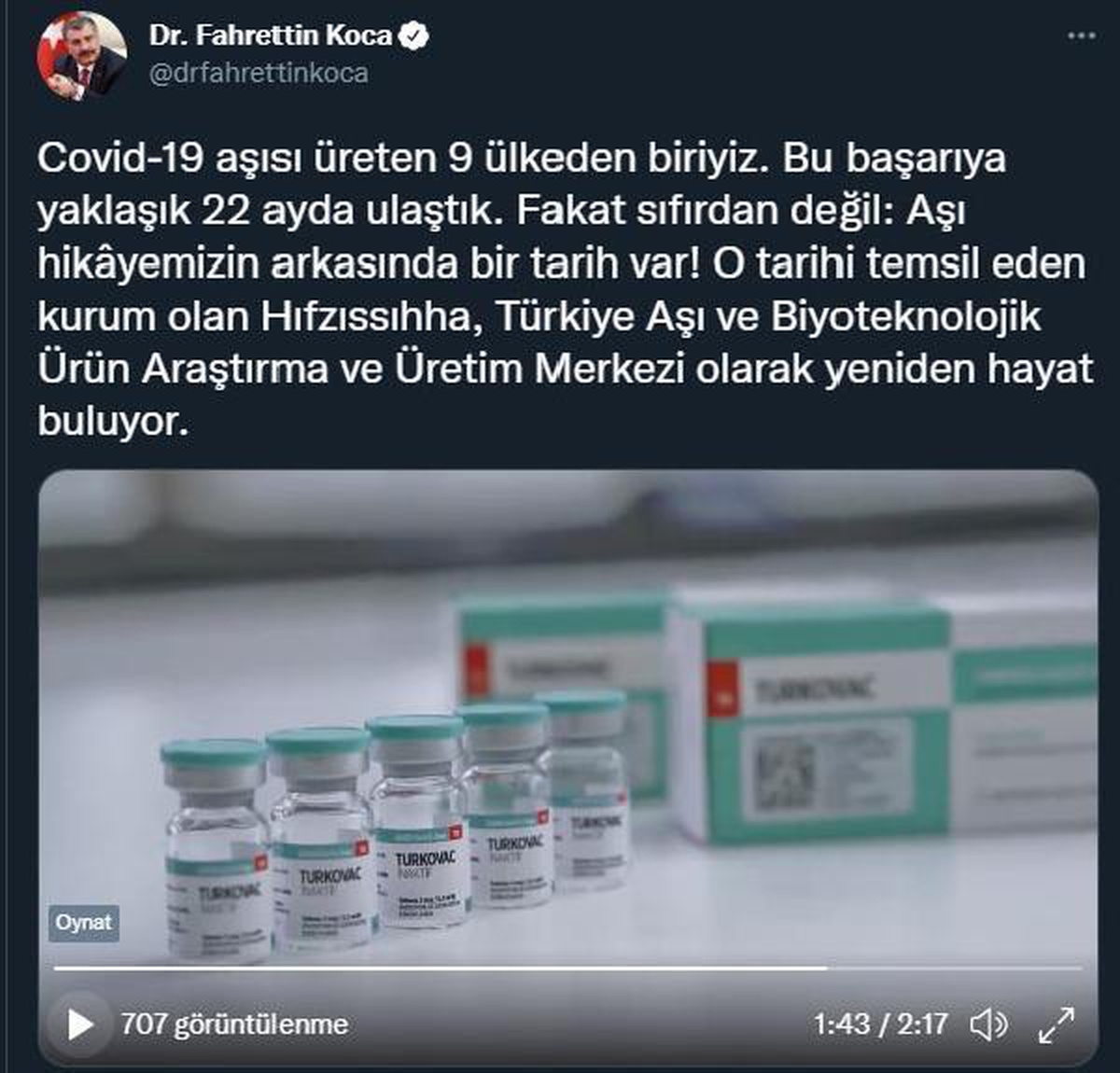 Bakan Koca: Covid-19 aşısı üreten 9 ülkeden 1\'i Türkiye
