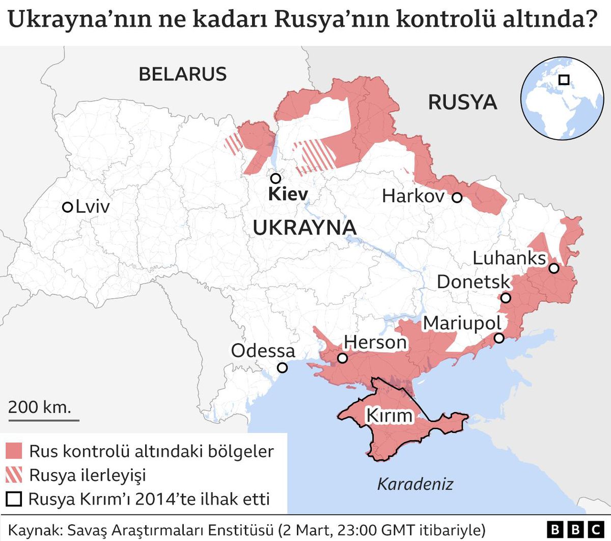 Haritalarla Rusya\'nın Ukrayna\'yı işgali: Kiev ve Harkov\'da çatışmalar