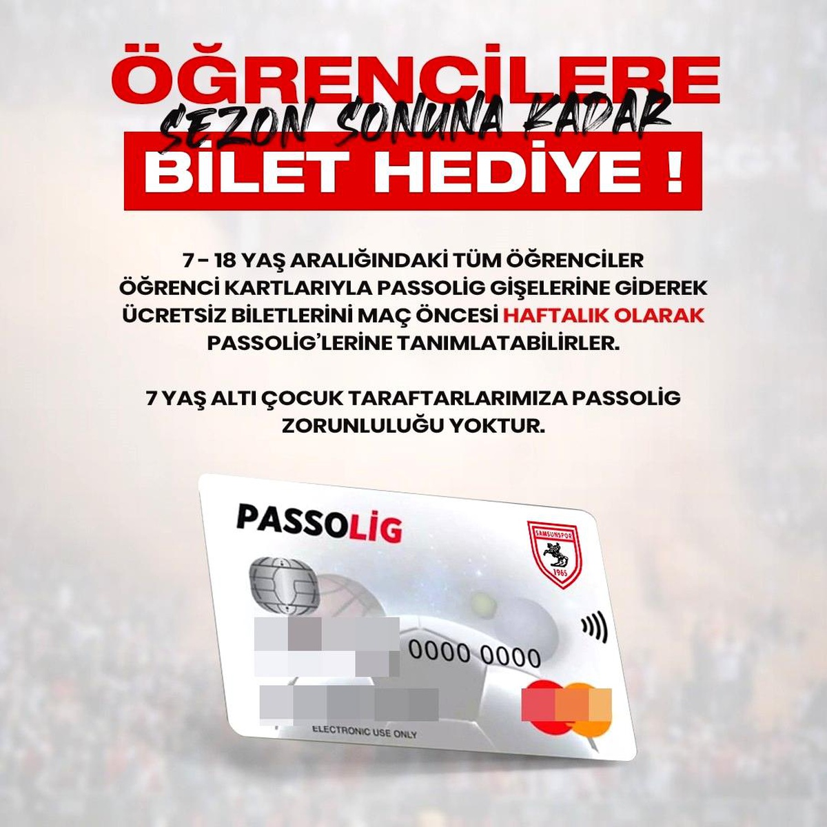 Öğrencilere Samsunspor maçları ücretsiz