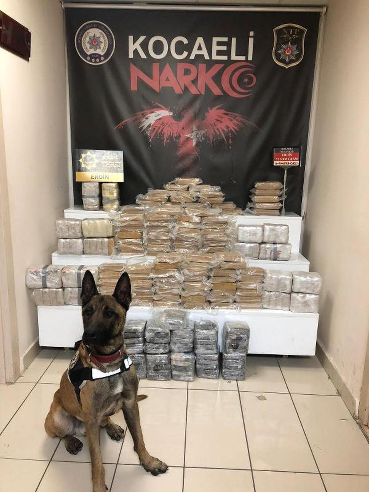 Yolcu otobüsünün tavanına gizlenen 126 kilo eroini narkotik köpeği buldu (2)