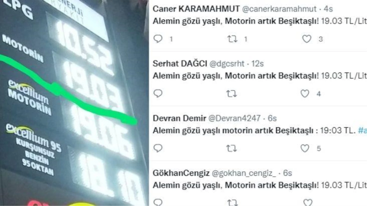 Motorin 19,03\'ü görünce Beşiktaşlılar espriyi kaçırmadı: Alemin göz yaşlı, motorin artık Beşiktaşlı!