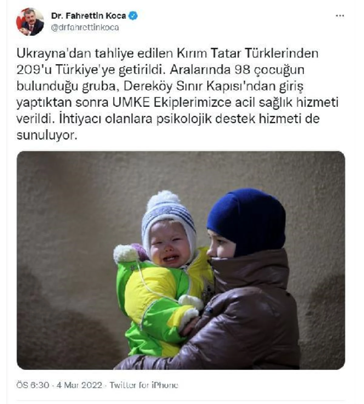Ukrayna\'dan tahliye edilen Kırım Tatar Türklerine psikolojik destek