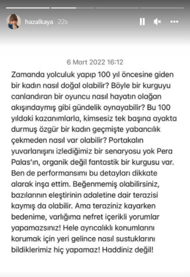 Tuba Büyüküstün, Hazal Kaya'nın oyunculuk performansını eleştiren Ahmet Hakan'a tepki gösterdi