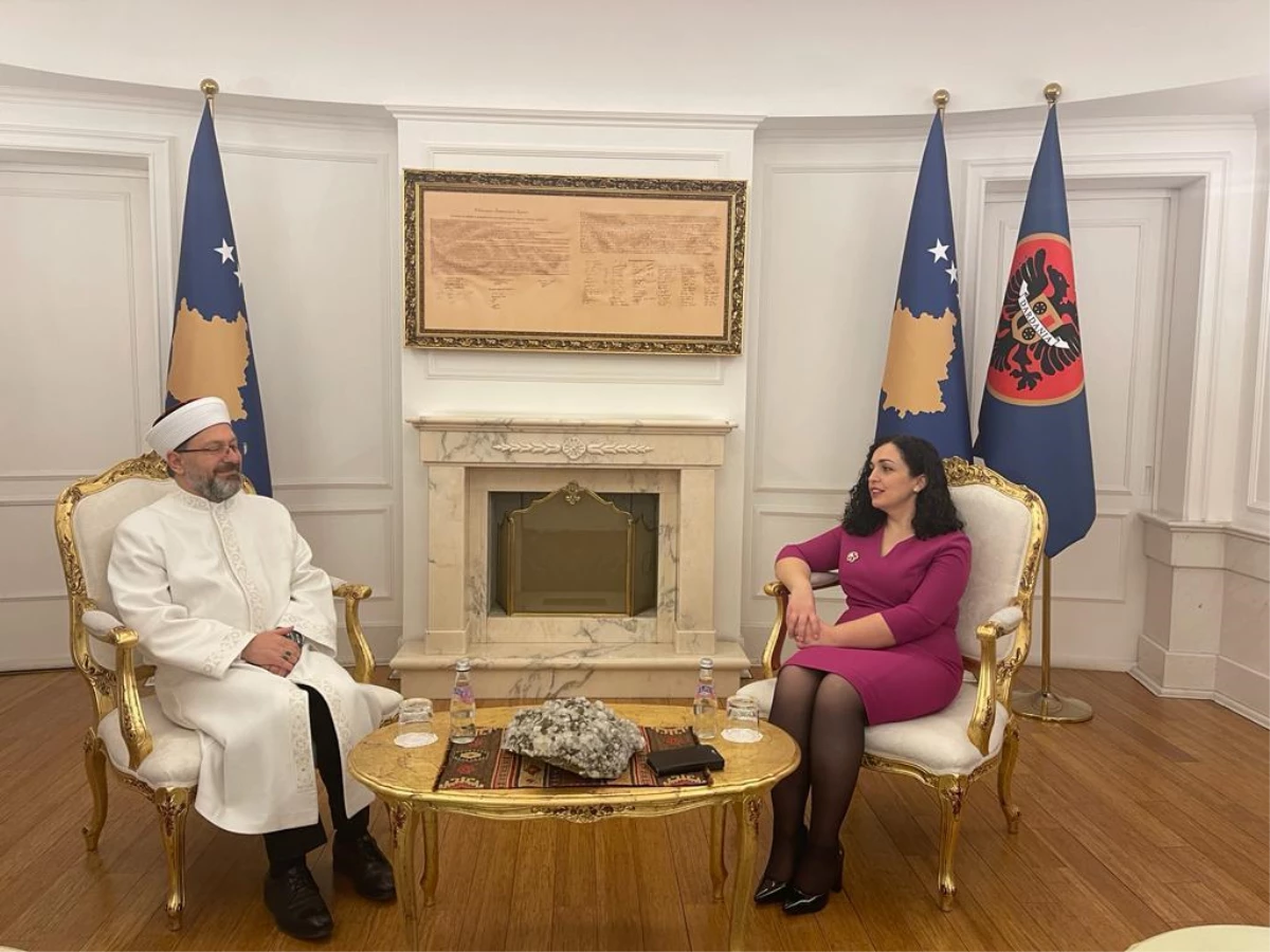 Kosova Cumhurbaşkanı Osmani, Diyanet İşleri Başkanı Erbaş\'ı kabul etti