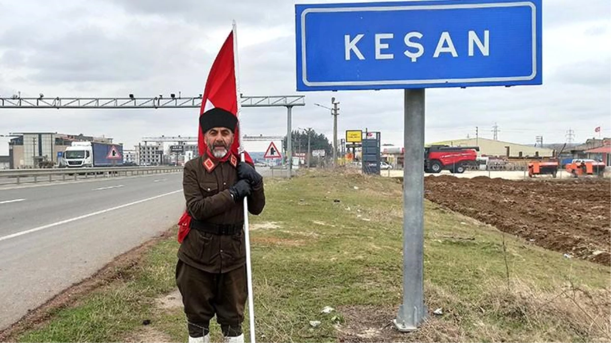 Şehitler için Çanakkale\'ye yürüyen Gümüş, Keşan\'a ulaştı