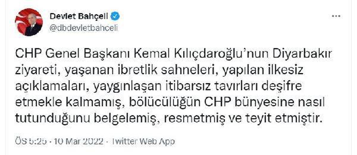 Son dakika: Bahçeli: Kılıçdaroğlu\'nun Diyarbakır ziyareti, dış bağlantılı siyasi bir operasyondur