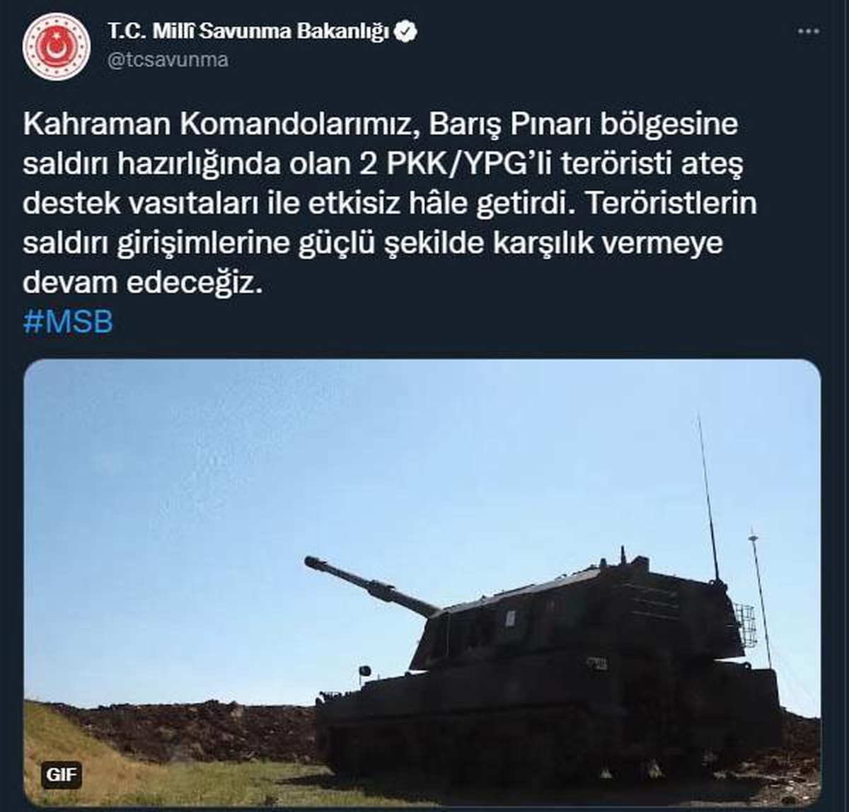 Son dakika haber: Barış Pınarı bölgesinde 2 PKK/YPG\'li terörist etkisiz hale getirildi