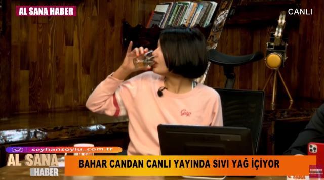 'Sıvıyağ bin TL olmalı' diyen Bahar Candan, canlı yayında başından aşağı sıvıyağ döktürdü