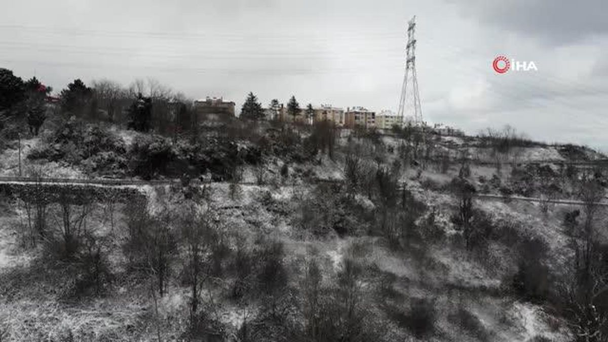 Sarıyer'den kar manzaraları böyle görüntülendi