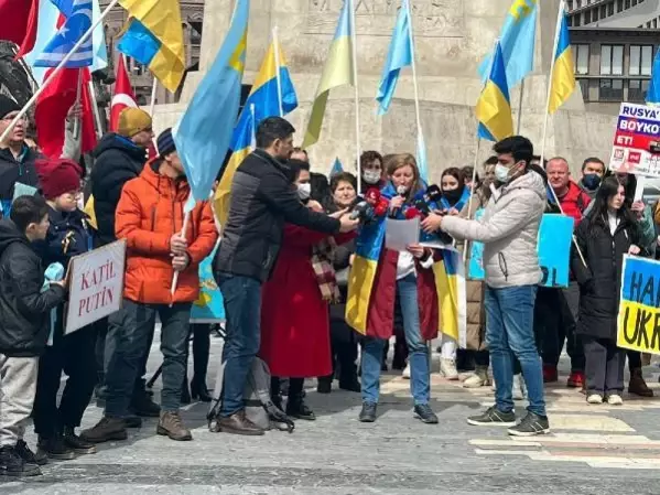 Ankara'da yaşayan Ukraynalılardan 'Rusya' protestosu