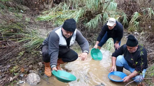 İzmir'de buz gibi suda altın arıyorlar